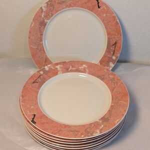 Villeroy & Boch Siena Salad Plates Set of 8 Peach Pink Marble Postmodern 8.25”